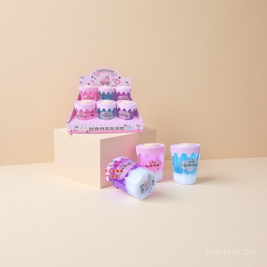 Bubble tea bubble glue bubble toy set for children, summer cartoon smoke bubble machine