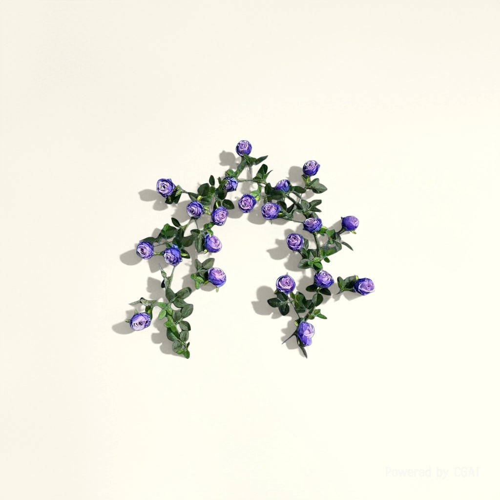 A life-sized purple rose bouquet with rose petal pieces, "Flowers" life-sized roses details Picture