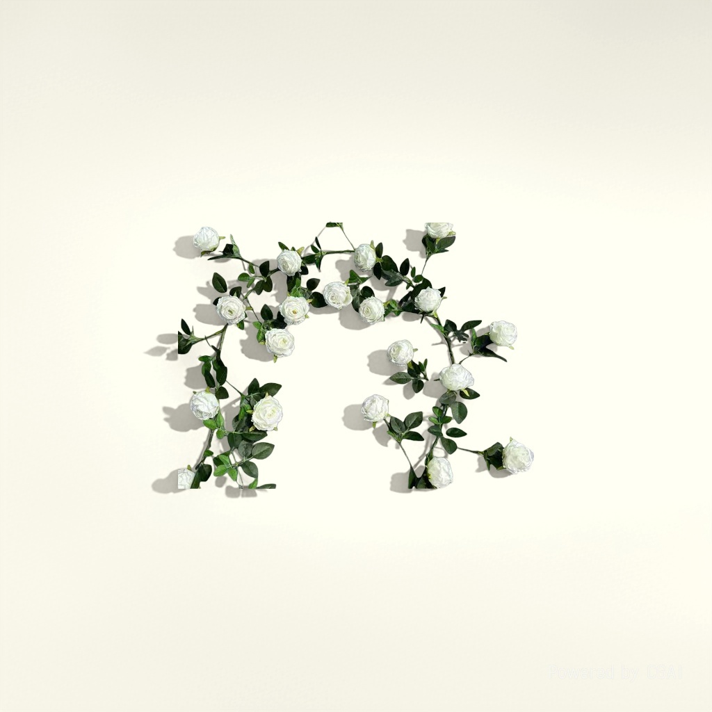 A life-sized white rose bouquet with rose petal pieces "Flowers"