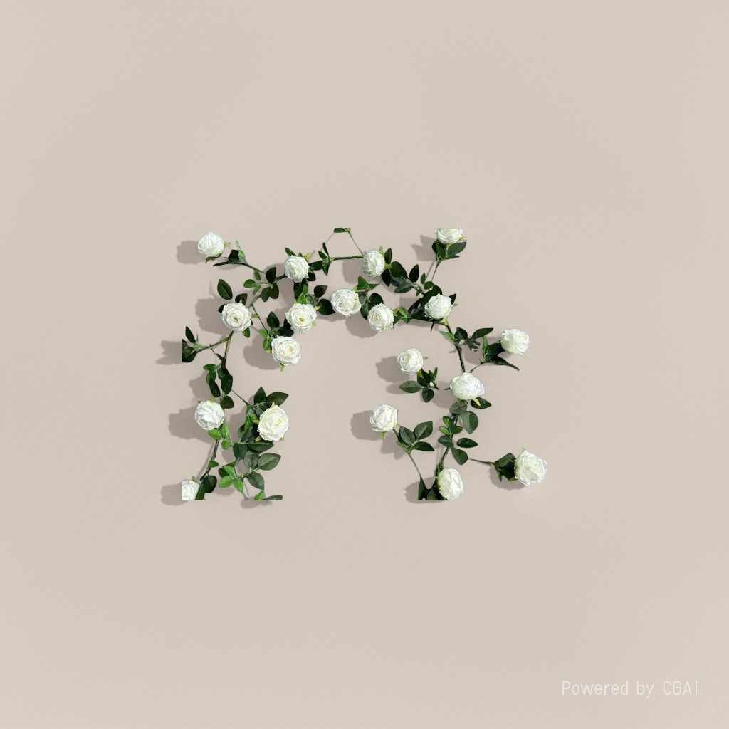 A life-sized white rose bouquet with rose petal pieces "Flowers" Application Scenario