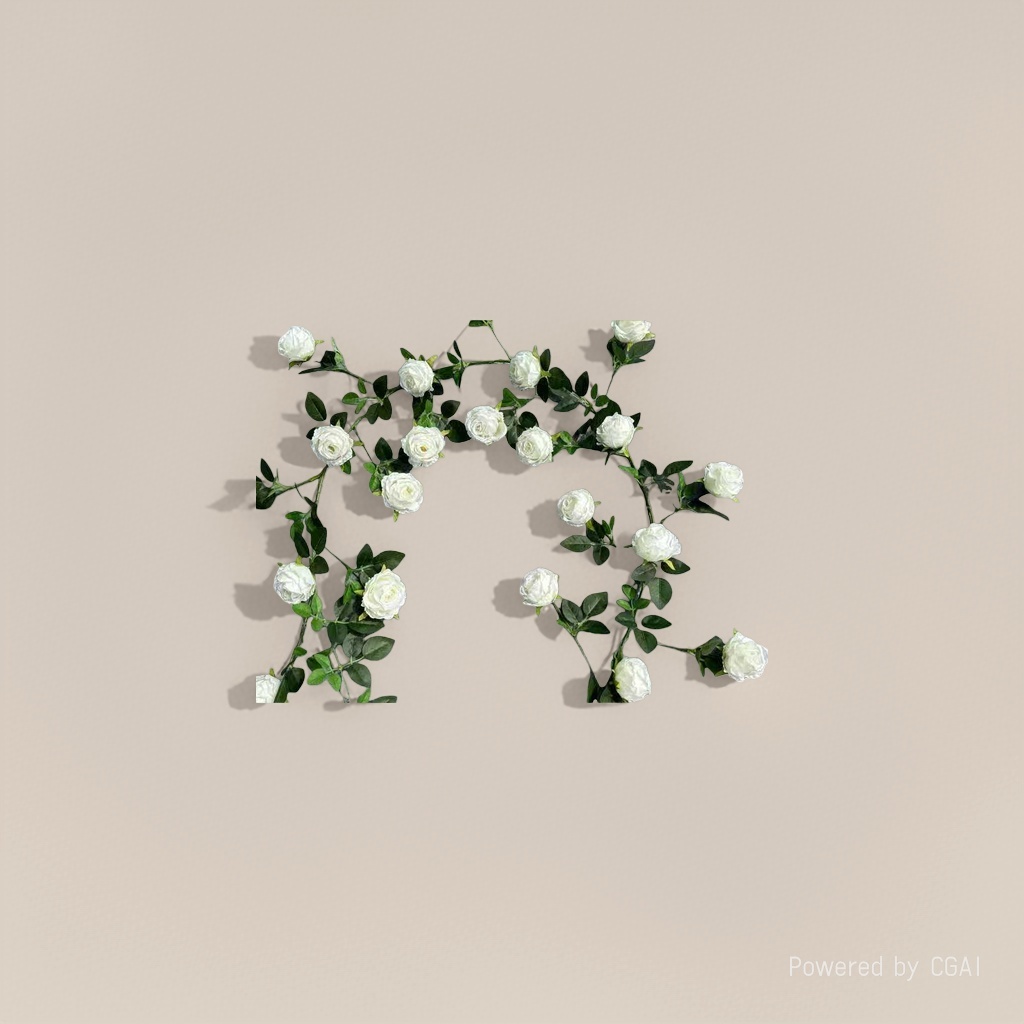 A life-sized white rose bouquet with rose petal pieces "Flowers" Specification image