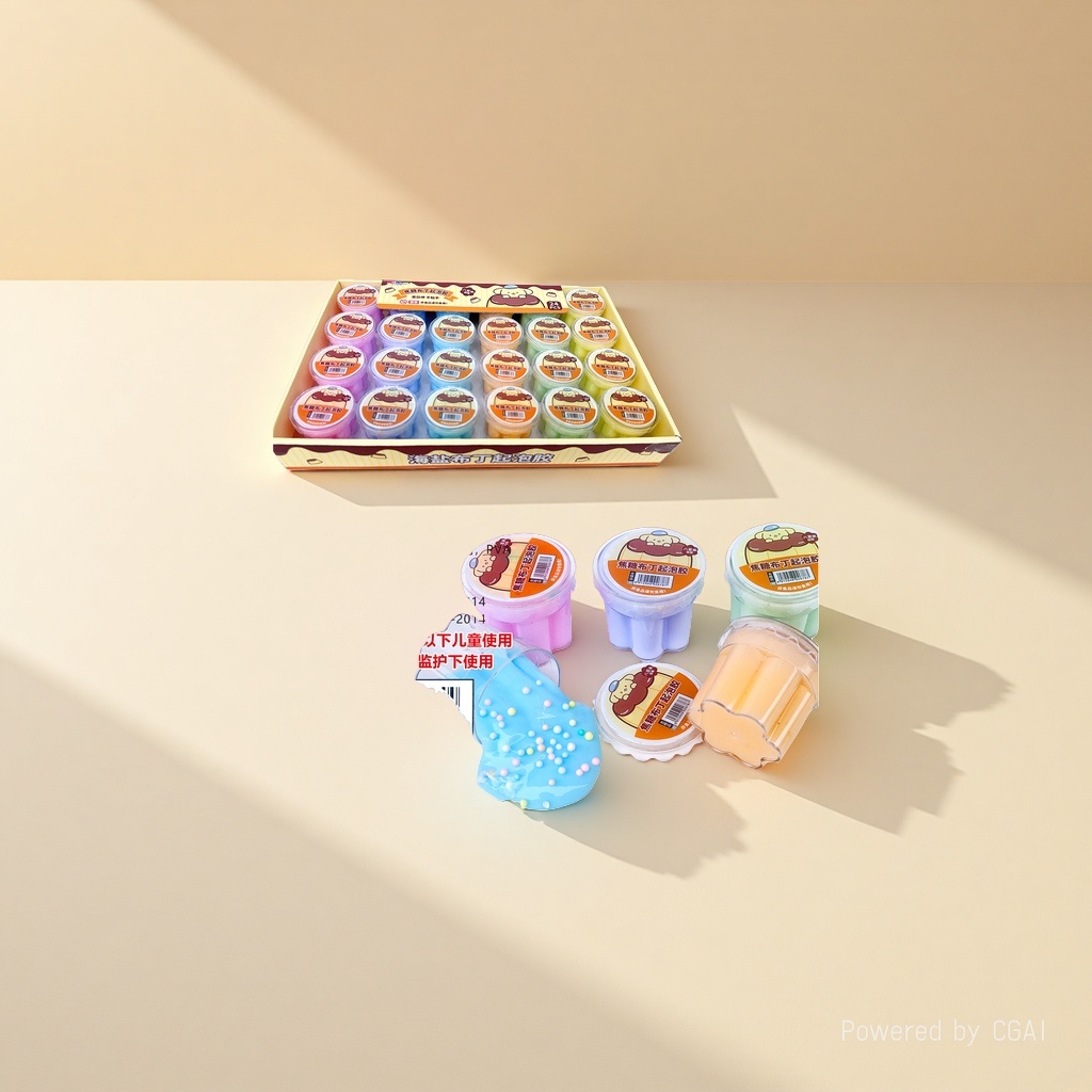 Five-color foaming glue cup surface colored clay, ultra-light clay, children's toy foaming sand Specification image