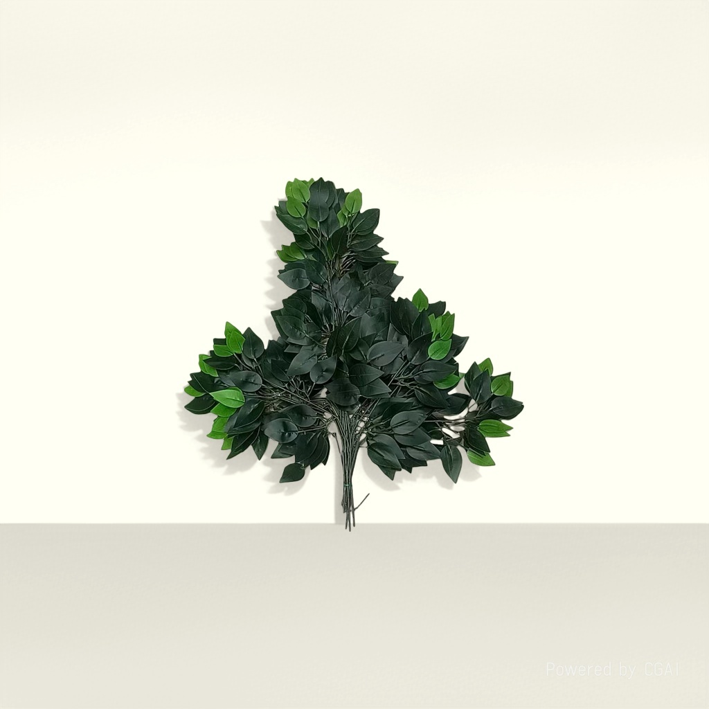Artificial tree resin green leaves, artificial plant branches, artificial green plants, banyan tree leaves details Picture