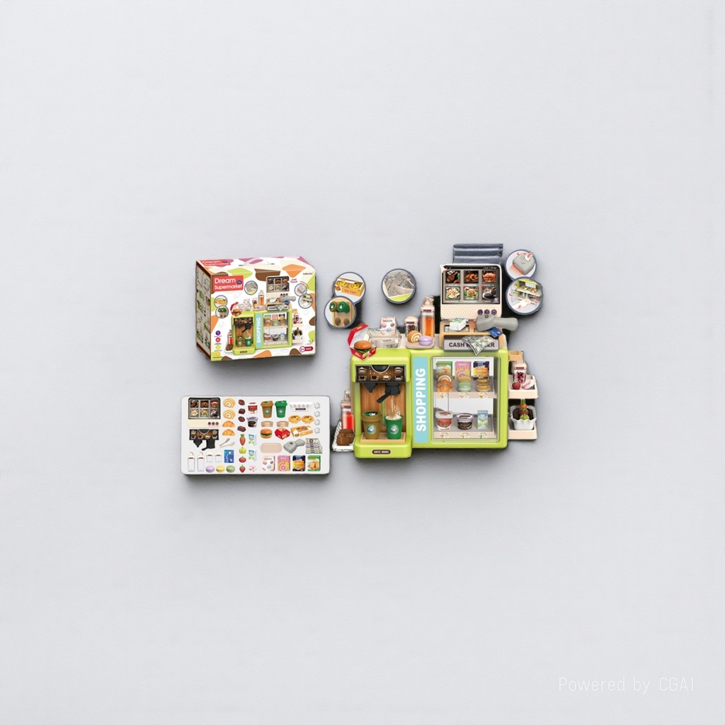 Officedesk Toy Supermarket cash register set cash register with silver price function Item Picture