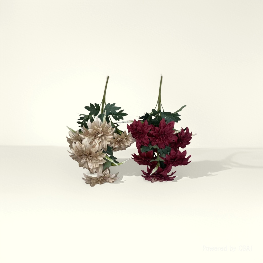 Monet's Garden faux plastic flowers, artificial flowers, handcrafted flower materials, 7-pronged dahlia