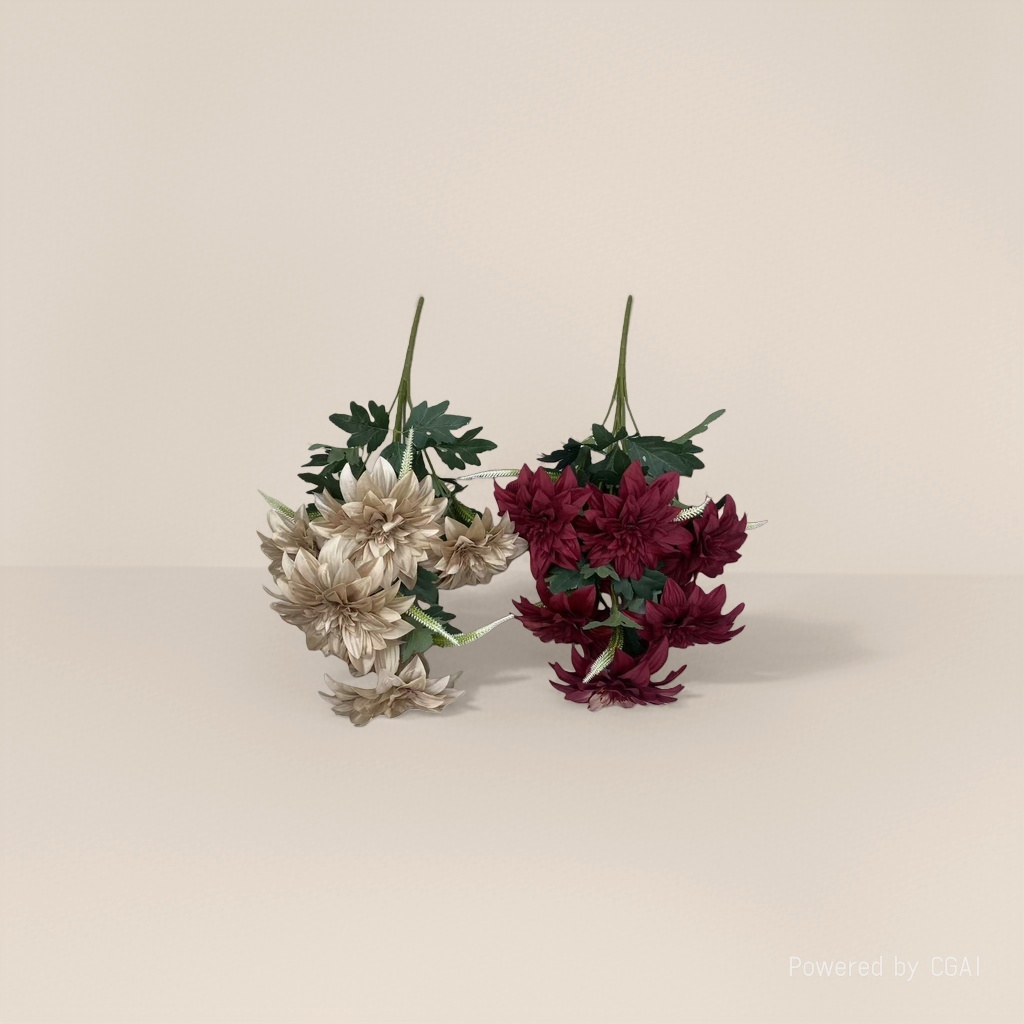 Monet's Garden faux plastic flowers, artificial flowers, handcrafted flower materials, 7-pronged dahlia Specification image