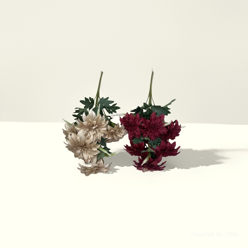 Monet's Garden faux plastic flowers, artificial flowers, handcrafted flower materials, 7-pronged dahlia details Picture