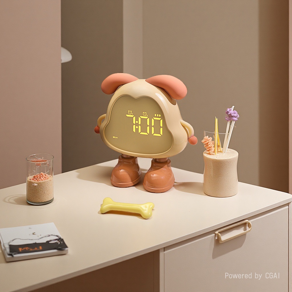 DORA Puppy Alarm Clock, a high-appearance-level alarm clock for girls, a high-volume charging model with a light for students