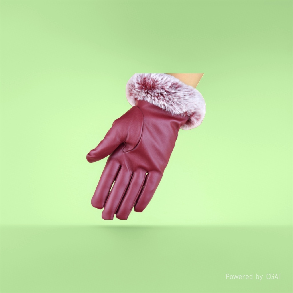 Wholesale gloves for winter warmth, U-shaped leather, oily fur, ladies details Picture