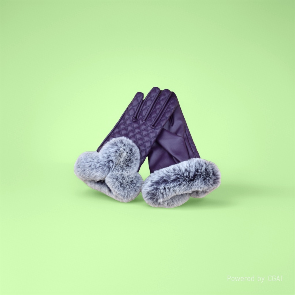 Wholesale gloves for winter warmth, U-shaped leather, oily fur, ladies Item Picture