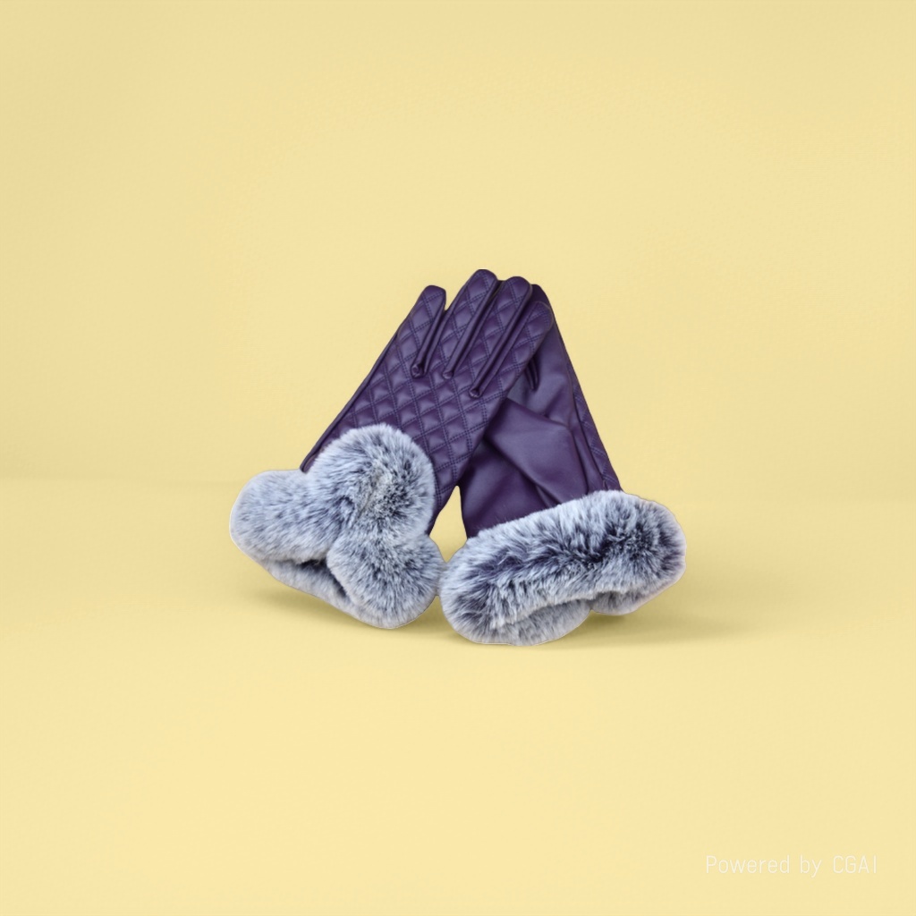 Wholesale gloves for winter warmth, U-shaped leather, oily fur, ladies Specification image
