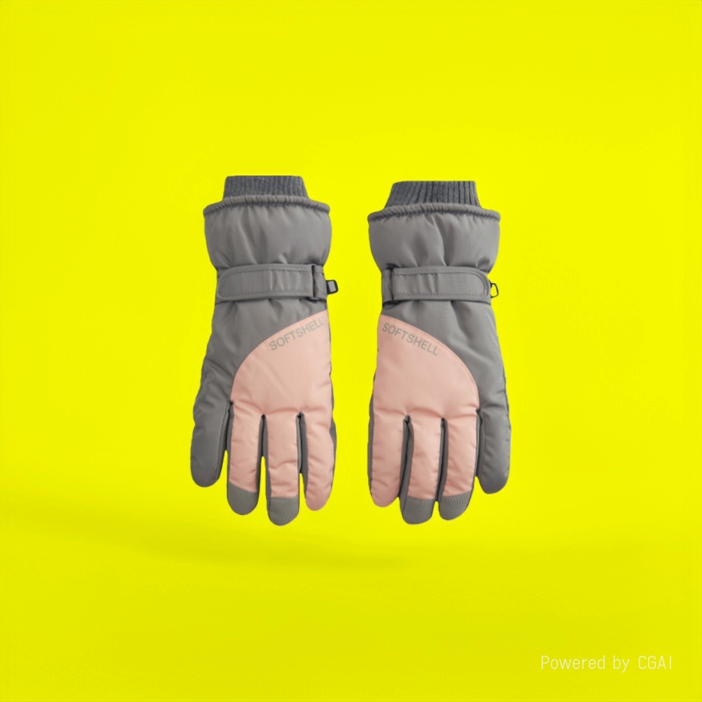 Ladies' ski gloves with fleece and thickened lining, cycling warm gloves details Picture