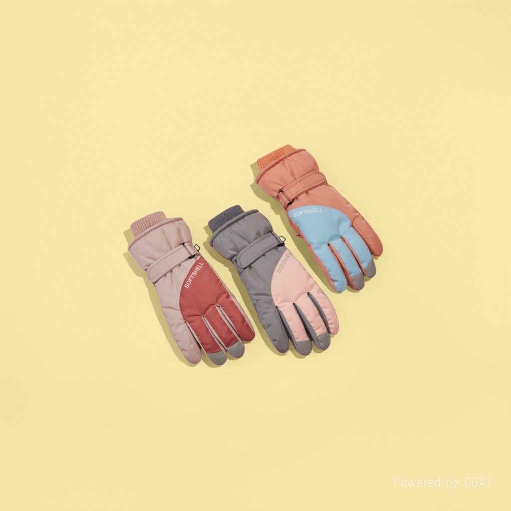 Ladies' ski gloves with fleece and thickened lining, cycling warm gloves Specification image