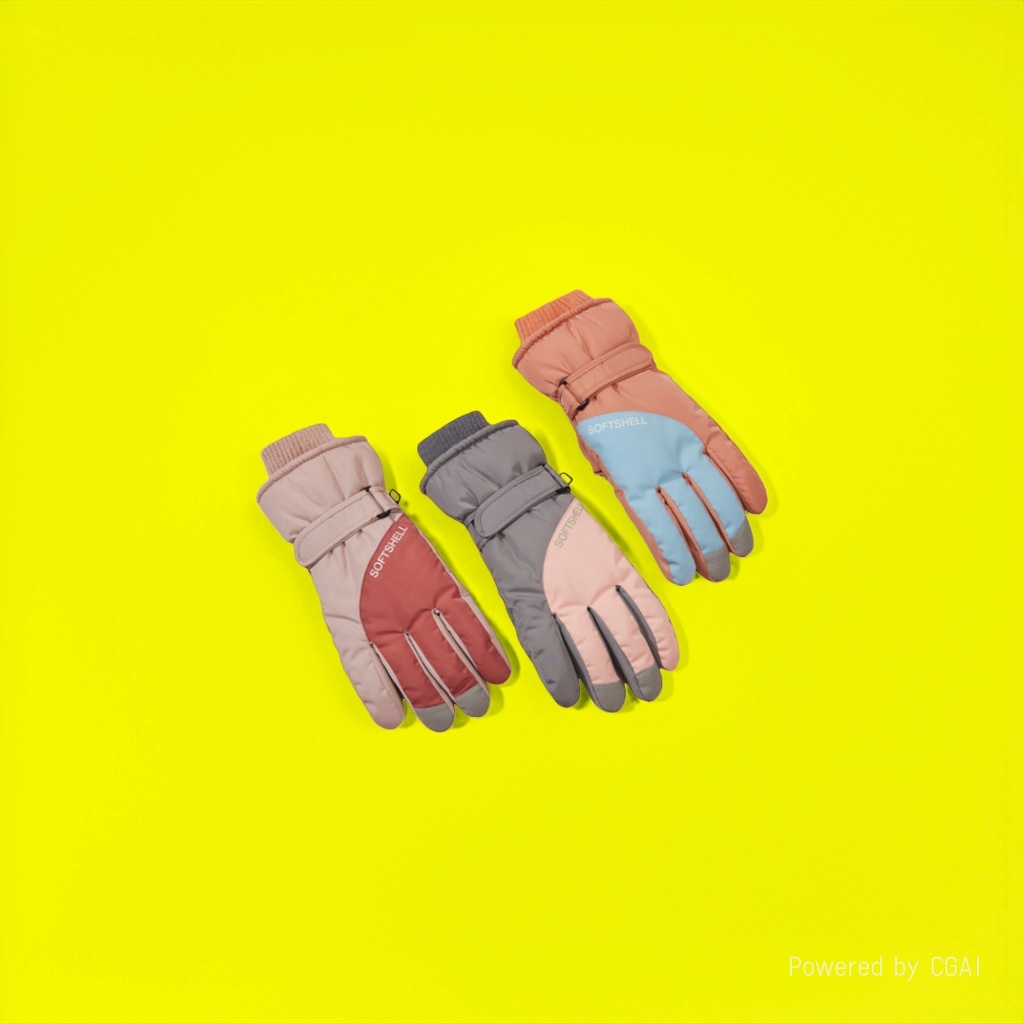 Ladies' ski gloves with fleece and thickened lining, cycling warm gloves Item Picture