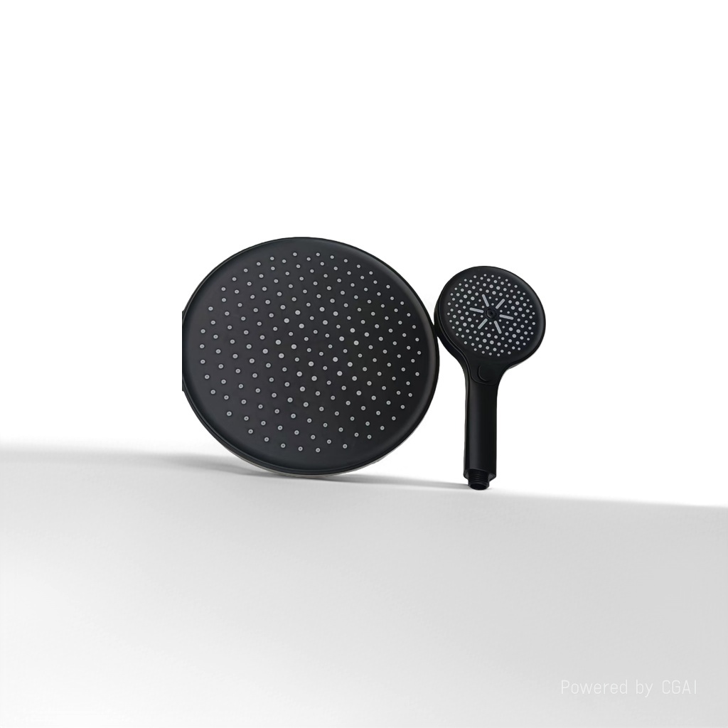 Black household pressurized showerhead set for bathroom bathing and shower Specification image