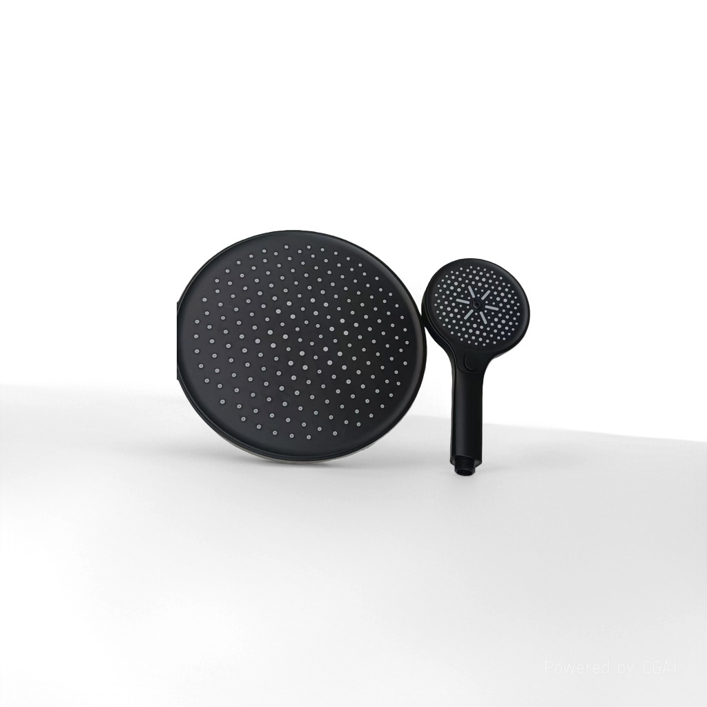 Black household pressurized showerhead set for bathroom bathing and shower details Picture