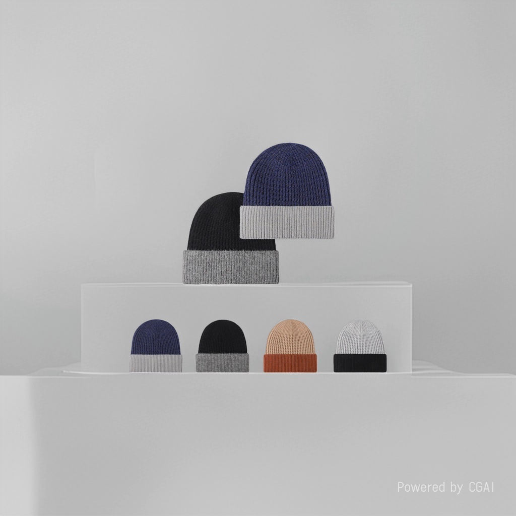 Autumn double-layer warm thickened knitted cap for men and women, cold cap, European and American brim woolen cap wholesale, knitted cap, solid color knitted cap Hat150743035 Specification image