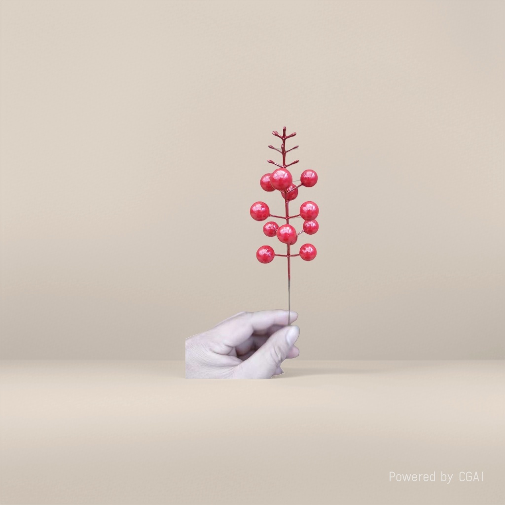 Simulated red berry decorative branches, Christmas tree cuttings, Christmas tree decoration scene arrangement