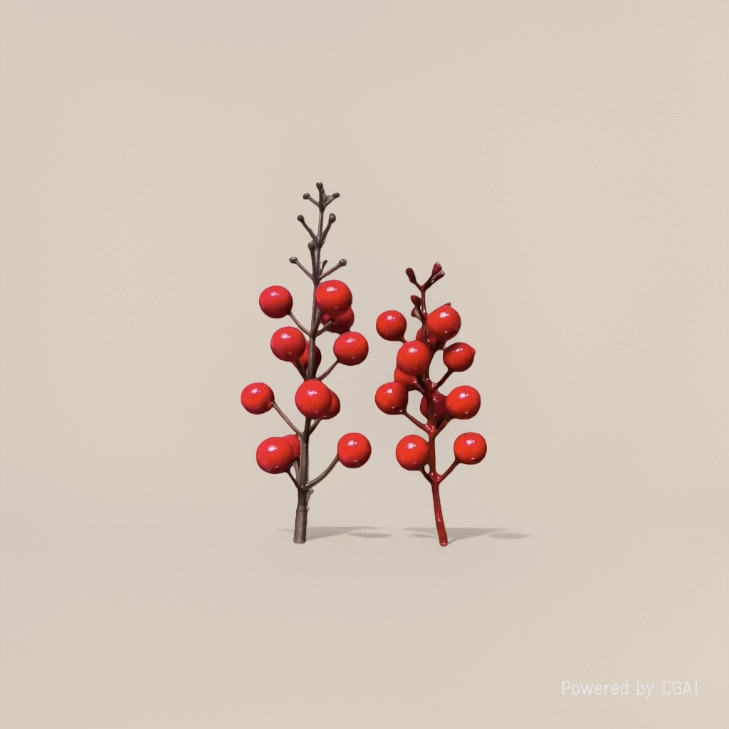 Artificial red berry decorative branches, large and small Christmas fruit decorations, Christmas tree decorations details Picture