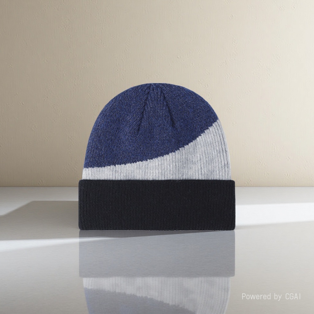 Autumn double-layer warm thickened knitted hat, unisex cold hat, European and American brim woolen hat wholesale knitted hat, solid color knitted hat Specification image