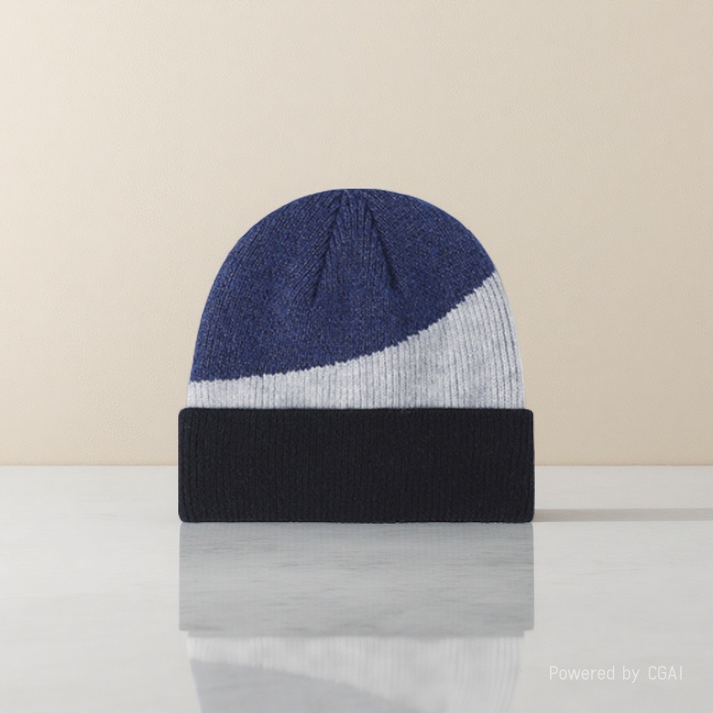 Autumn double-layer warm thickened knitted hat, unisex cold hat, European and American brim woolen hat wholesale knitted hat, solid color knitted hat