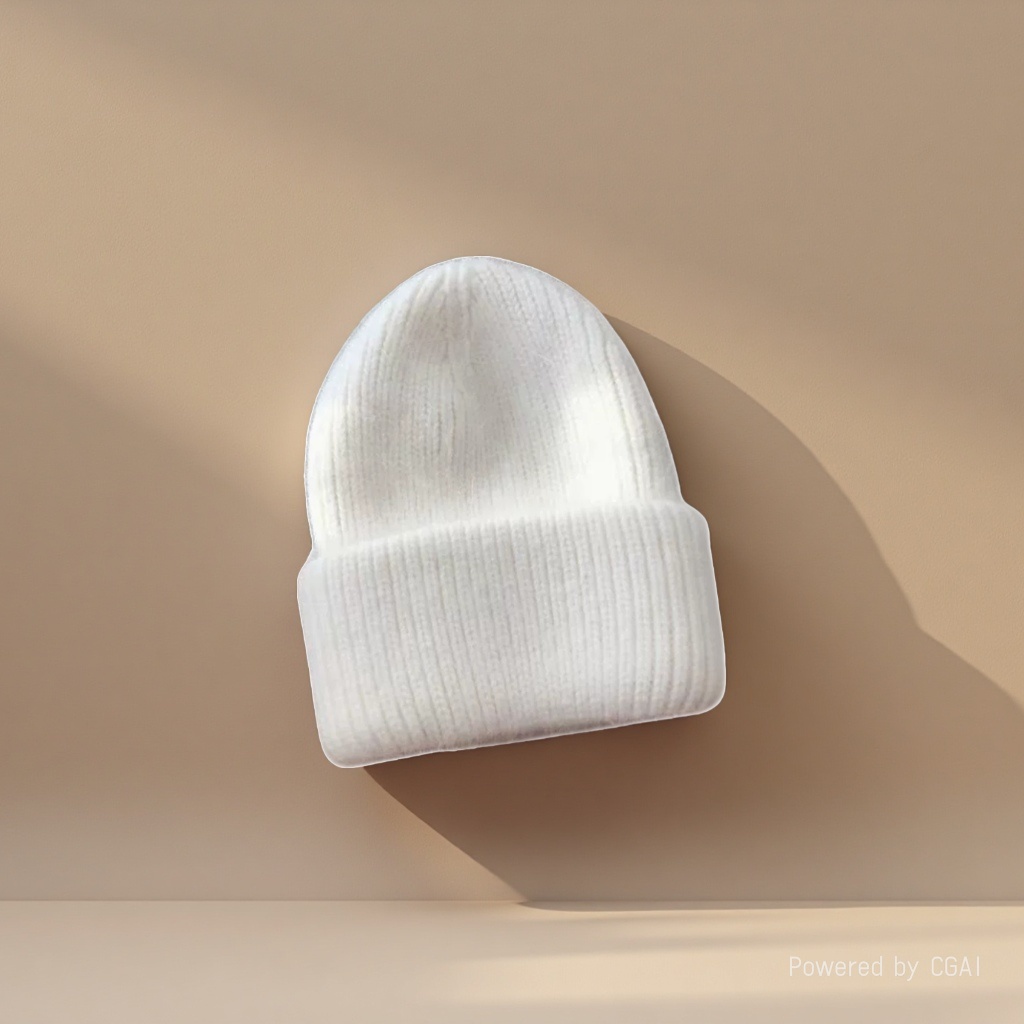 Fashionable and warm knitted cap, Korean style, versatile and fashionable, thickened warm outdoor skiing ear protects, white fleece Specification image