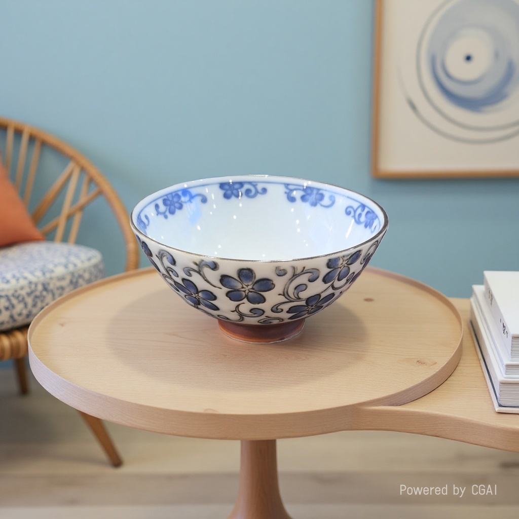 Imported blue and white porcelain melamine salad instant noodle square bowl plastic microwave-heated bowl Specification image