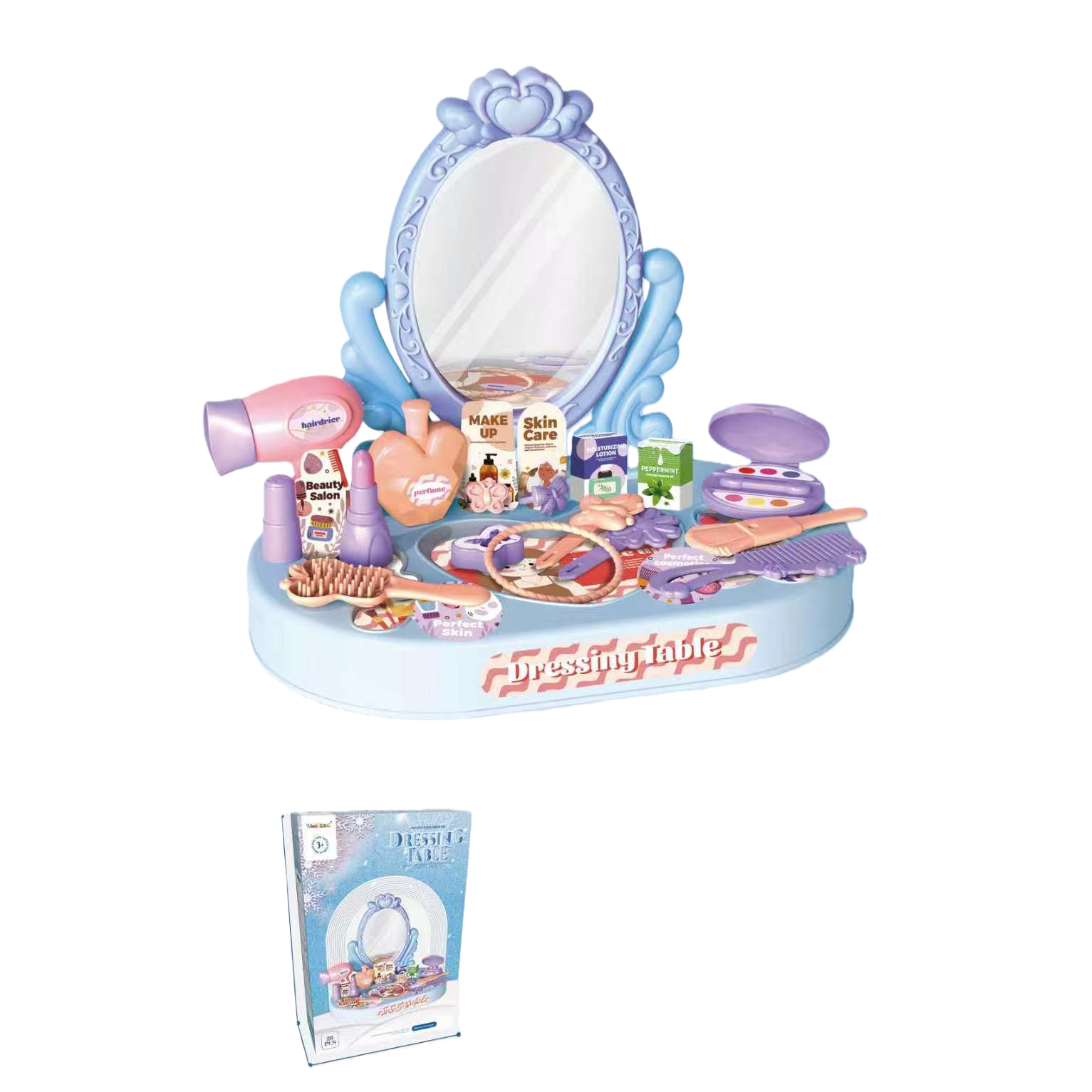 Children's makeup toy dressing table set, 18-piece set of girls' makeup toys Item Picture