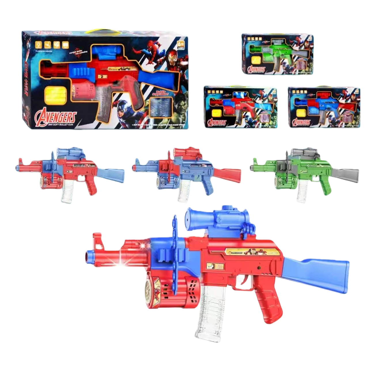 Avengers 3-in-1 soft bullet gun toy Water bullet gun Electric M416 Lighting and sound effects Item Picture
