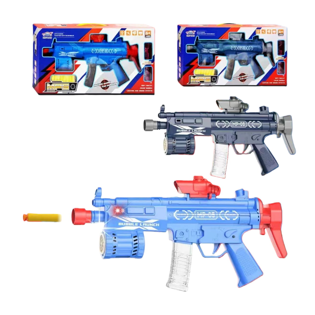 MP5 electric water bomb gun Bubble launcher multi-mode switching light and sound effect toy gun Item Picture