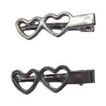 Metal double heart-shaped alloy hair clips, shark clips, fashionable and simple women's hair accessories Item Picture