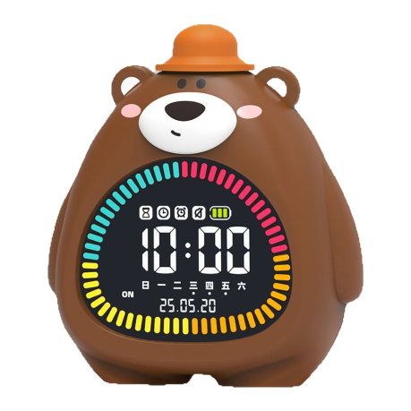 Factory direct sales smart alarm clock, cute bear night light, a wake-up wonder for students and children, time management, multi-functional electronic clock Item Picture