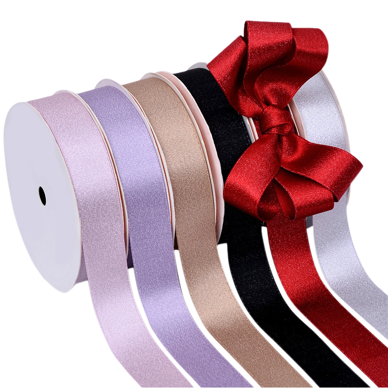 Flower-baked ribbon gift chocolate packaging auxiliary materials, colored silver weft webbing