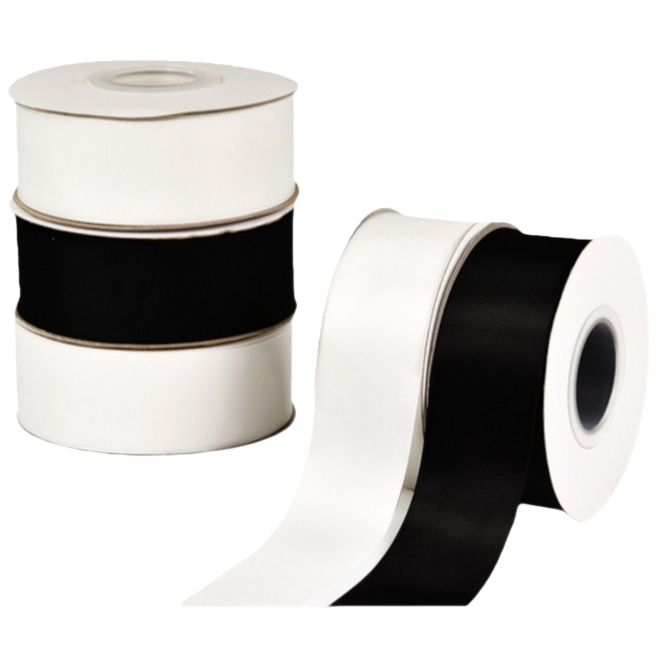 Black and white clothing accessory ribbons