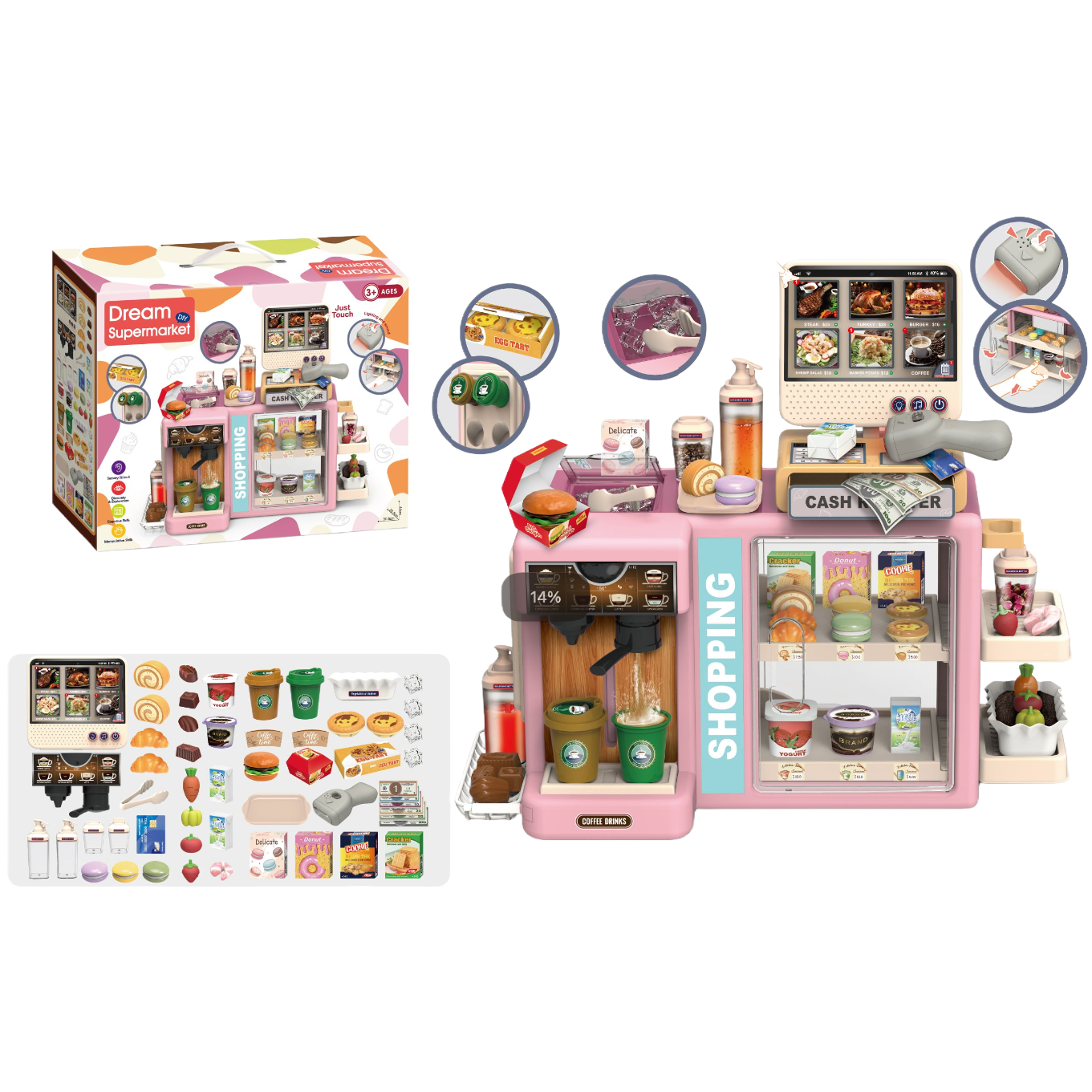 Dream Supermarket Simulation Fruit and Vegetable Food Toy Set, Steamed Bun Kneading Fun DIY Food Play Accessories Miniature Model Item Picture