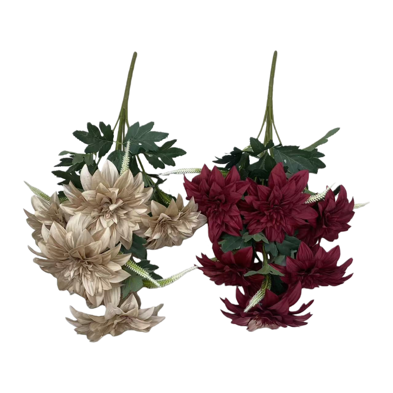 Monet's Garden faux plastic flowers, artificial flowers, handcrafted flower materials, 7-pronged dahlia Item Picture
