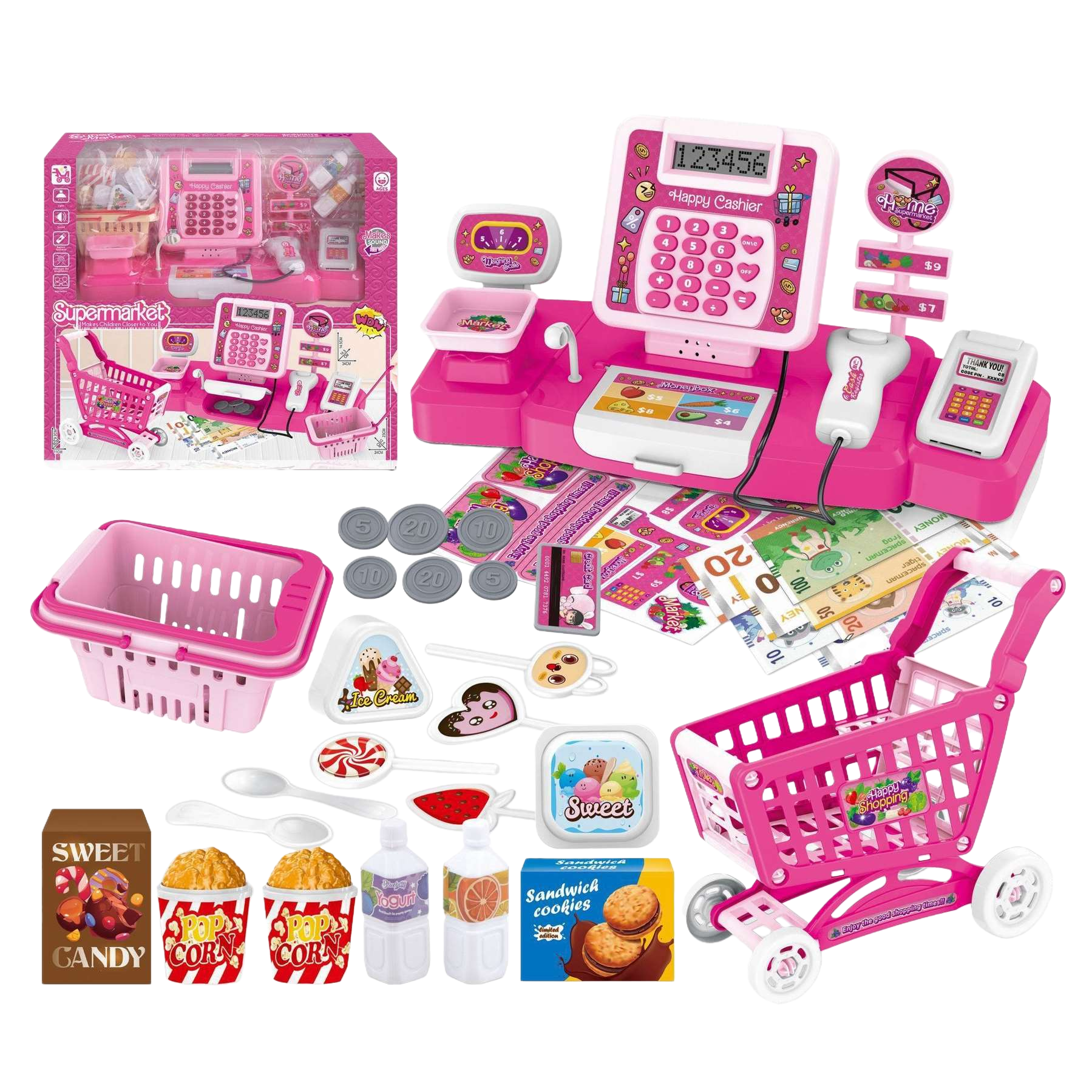 Officedesk Toy Supermarket Cash register Set Cash register counter silver price