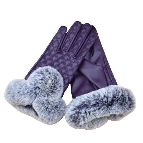 Wholesale gloves for winter warmth, U-shaped leather, oily fur, ladies