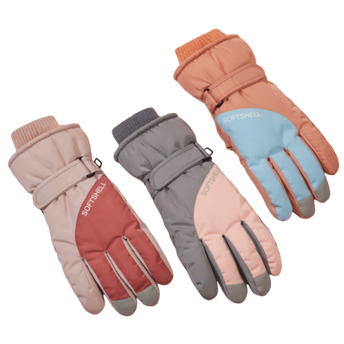 Ladies' ski gloves with fleece and thickened lining, cycling warm gloves