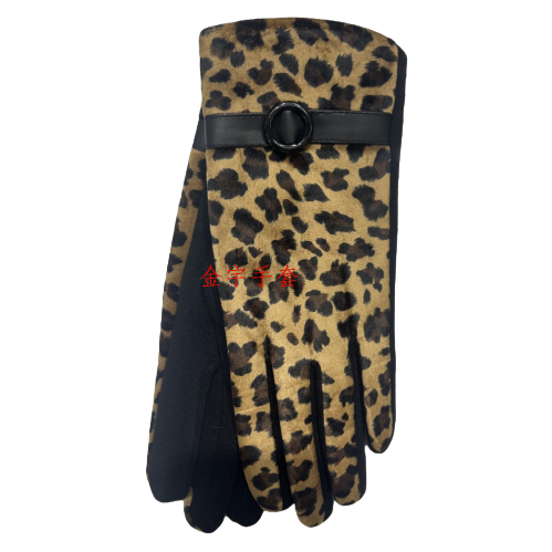 European extended leopard print simple and fashionable AB version gloves