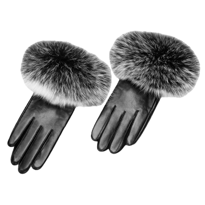 Black goatskin adult gloves, winter warm gloves