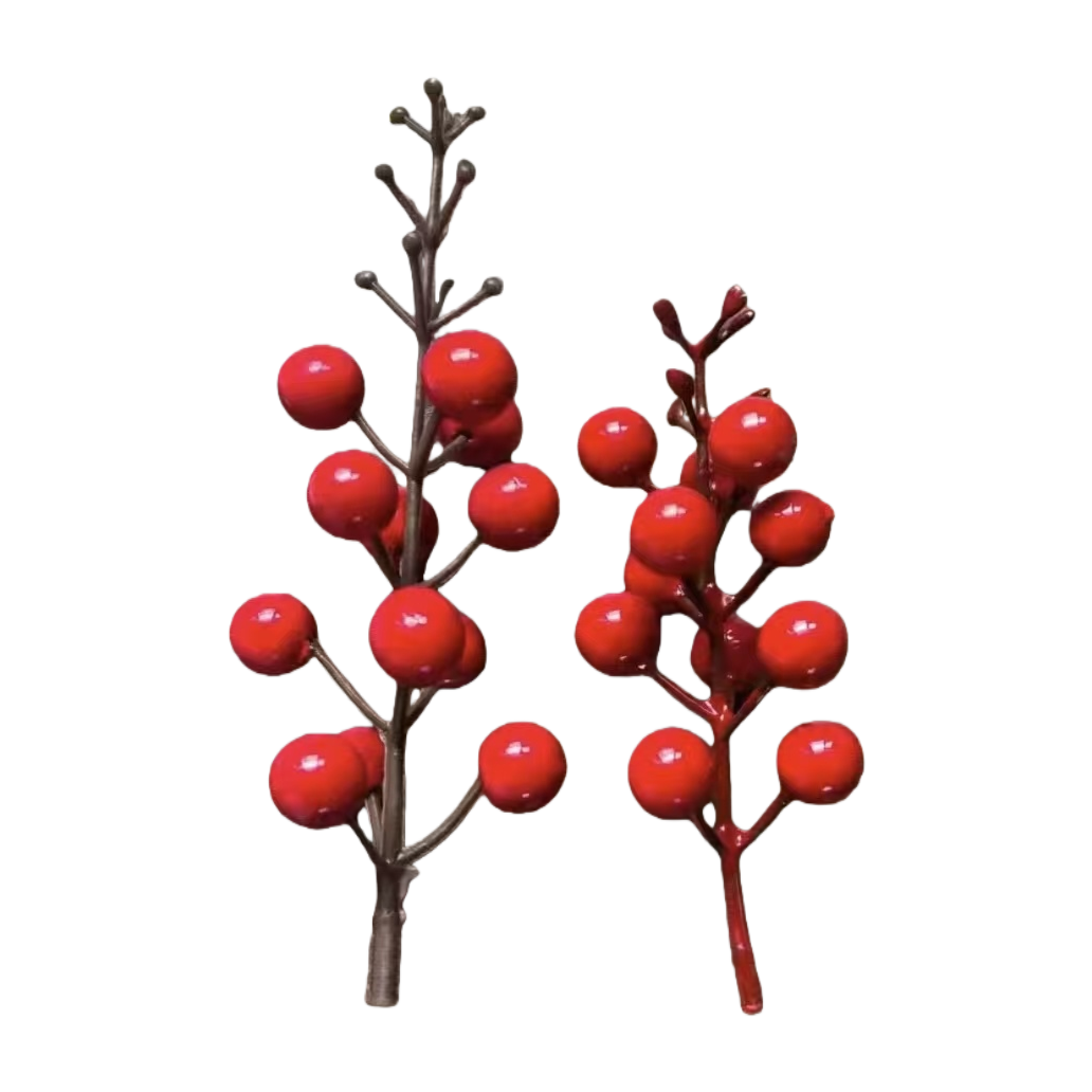 Artificial red berry decorative branches, large and small Christmas fruit decorations, Christmas tree decorations Item Picture