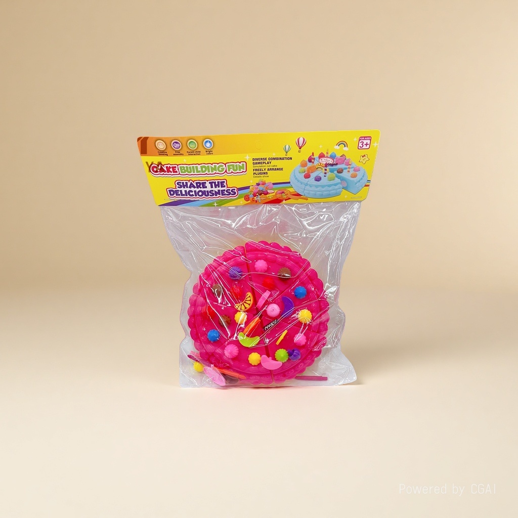 Q-version miniature medium-sized particle building block cake assembly toy, bean model toy Application Scenario