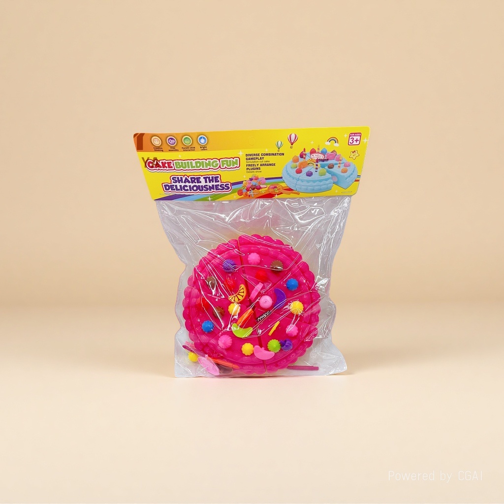 Q-version miniature medium-sized particle building block cake assembly toy, bean model toy details Picture
