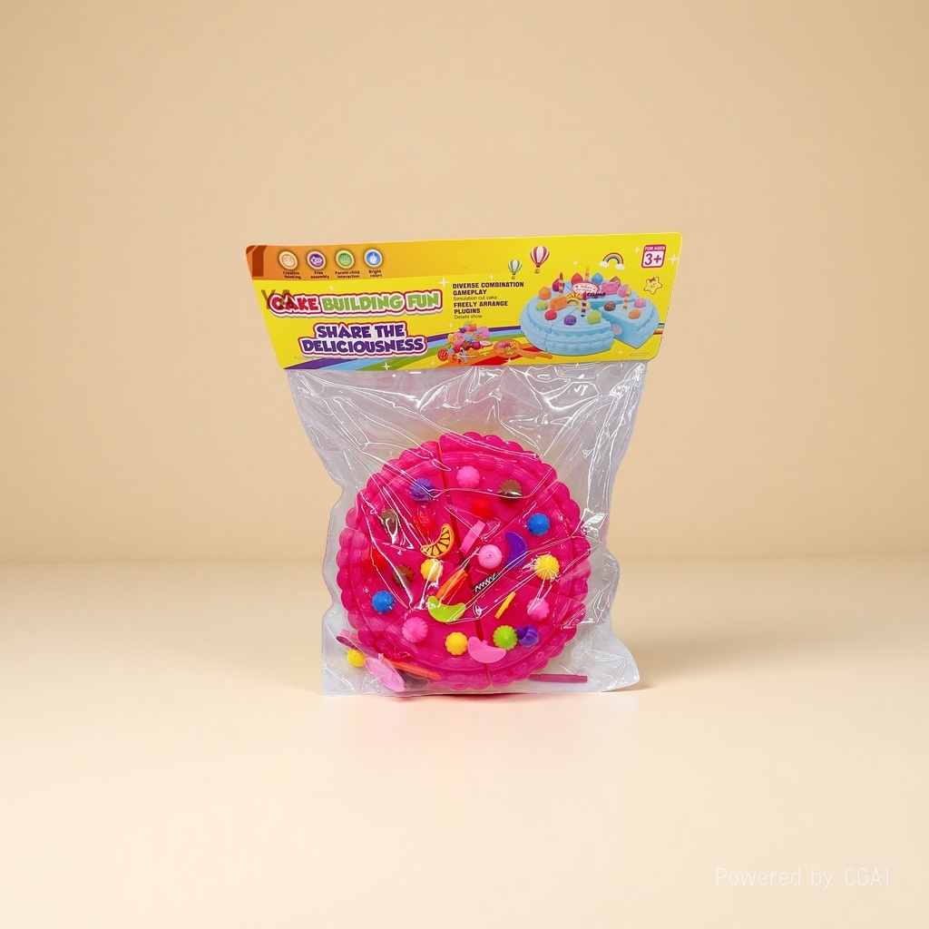 Q-version miniature medium-sized particle building block cake assembly toy, bean model toy Specification image