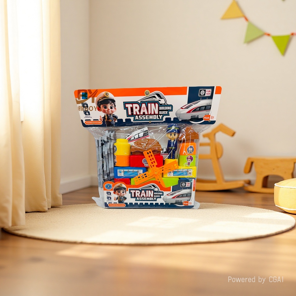 Q-version miniature medium-sized building block toy set, train model bean-building blocks Application Scenario