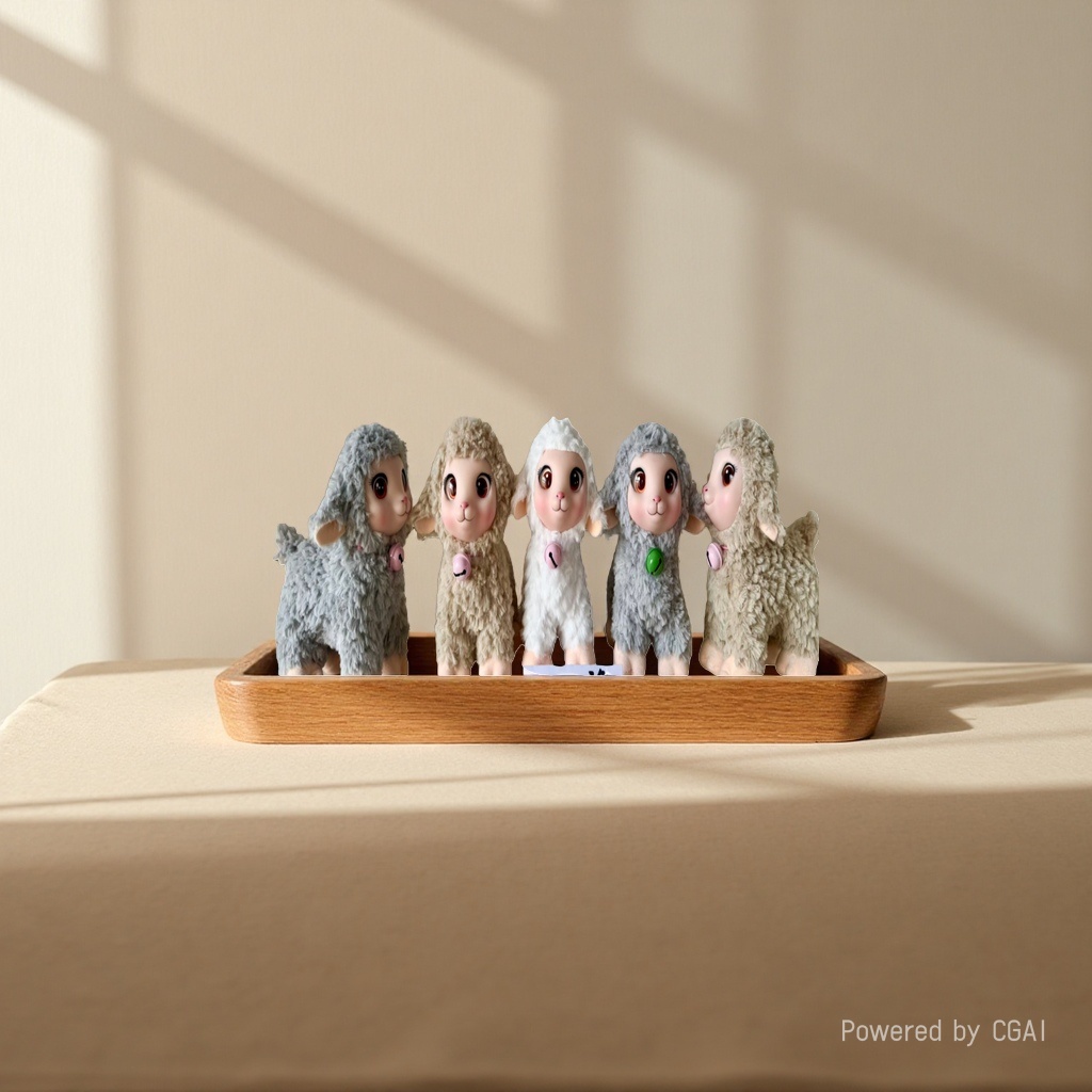 Cute little sheep pendant, plush toy doll, schoolbag hanging ornament, keychain, claw machine doll details Picture