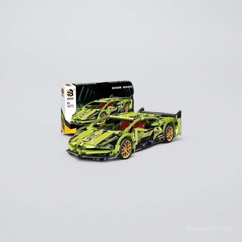 Green sports car model toys, police car toys, racing cars, acrylic car models, alloy motorcycle models details Picture