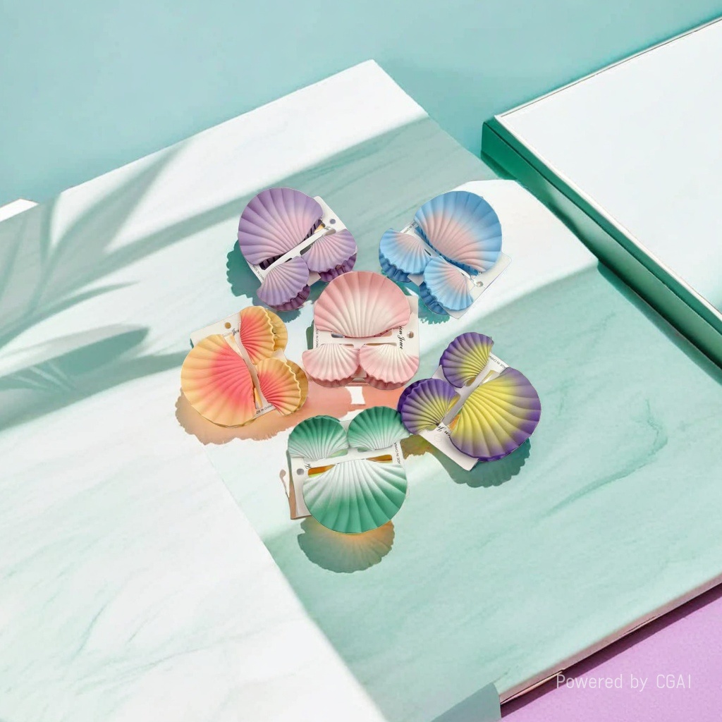 Colorful shell-shaped acetate shark clip, hairpin, fashionable hair clip details Picture