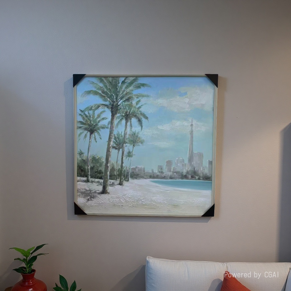 Nordic modern beach and sea view decorative painting, coconut tree and pineapple combination poster, living room and bedroom wall decorative painting 094400991 Application Scenario